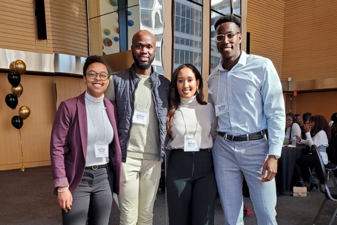 From left: USask medical students Ashley Tshala (Year 4), Joshua Onasanya (Year 3), Nafisa Absher (Year 2) and George Mutwiri (Year 3) all attended the inaugural Black Medical Students AGM event in Toronto at the beginning of March 2020.