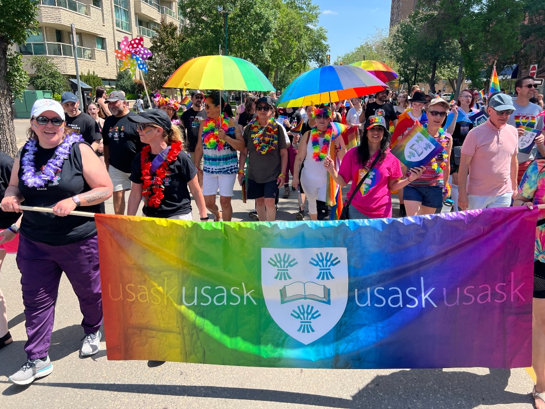 The USask community at the 2022 Pride Parade in downtown Saskatoon. (Photo: USask)